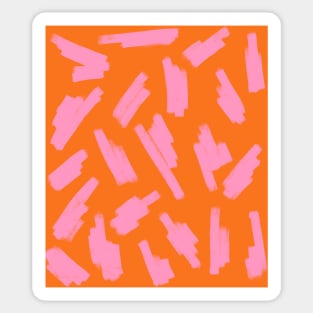 Abstract, Pink on Orange, Scribble Print Sticker